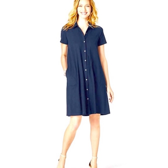 J. Jill Dresses & Skirts - J. Jill Navy Knit Button Down Midi Dress Sz XL